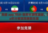 世界杯 竞猜 app 积分-世界杯激情盛宴，竞猜app积分解锁观赛新乐趣
