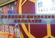 世界杯足球竞猜在哪买-揭秘世界杯足球竞猜的合法购买指南与策略