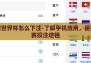 手机买世界杯怎么下注-了解手机应用，便捷的球赛投注途径
