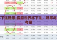 世界杯下注赔率-探索世界杯下注，赔率与决策的考量