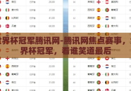 竞猜世界杯冠军腾讯网-腾讯网焦点赛事，竞猜世界杯冠军，看谁笑道最后