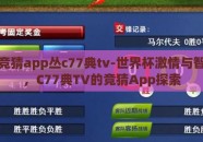 世界杯竞猜app丛c77典tv-世界杯激情与智慧碰撞，C77典TV的竞猜App探索