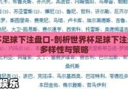 世界杯足球下注盘口-剖析世界杯足球下注盘口的多样性与策略