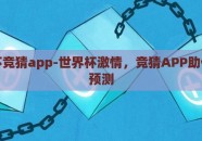 世界杯竞猜app-世界杯激情，竞猜APP助你精准预测