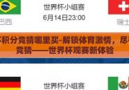 世界杯积分竞猜哪里买-解锁体育激情，尽在积分竞猜——世界杯观赛新体验