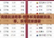 世界杯竞猜玩法赔率-世界杯竞猜新玩法，玩转赔率，乐享足球盛宴