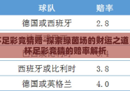 世界杯足彩竞猜赔-探索绿茵场的财运之道，世界杯足彩竞猜的赔率解析