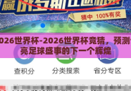 竞猜2026世界杯-2026世界杯竞猜，预测谁将点亮足球盛事的下一个辉煌