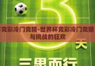 世界杯竞彩冷门竞猜-世界杯竞彩冷门竞猜，揭秘与挑战的狂欢