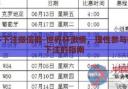 世界杯下注微信群-世界杯激情，理性参与微信群下注的指南