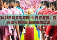 世界杯体彩足球竞彩官网-世界杯盛宴，探索体育彩票与竞猜乐趣的相融之路