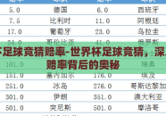 世界杯足球竞猜赔率-世界杯足球竞猜，深入了解赔率背后的奥秘