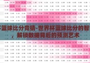 世界杯篮球比分竞猜-世界杯蓝球比分的智能竞猜，解锁数据背后的预测艺术