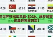 2026年世界杯冠军竞猜-2026，逐梦绿茵，谁将问鼎世界杯冠军？