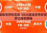 2026篮球世界杯竞猜-2026篮球世界杯竞猜，绘梦之旅的奥秘
