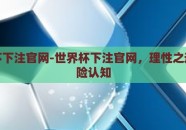 世界杯下注官网-世界杯下注官网，理性之选与风险认知