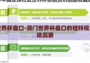澳门世界杯盘口-澳门世界杯盘口的独特视角与市场洞察