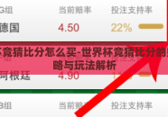 世界杯竞猜比分怎么买-世界杯竞猜比分的购彩策略与玩法解析