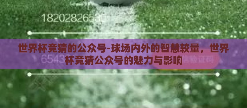 世界杯竞猜的公众号-球场内外的智慧较量,世界杯竞猜公众号的魅力与影响 世界杯竞猜的公众号-球场内外的智慧较量,世界杯竞猜公众号的魅力与影响
