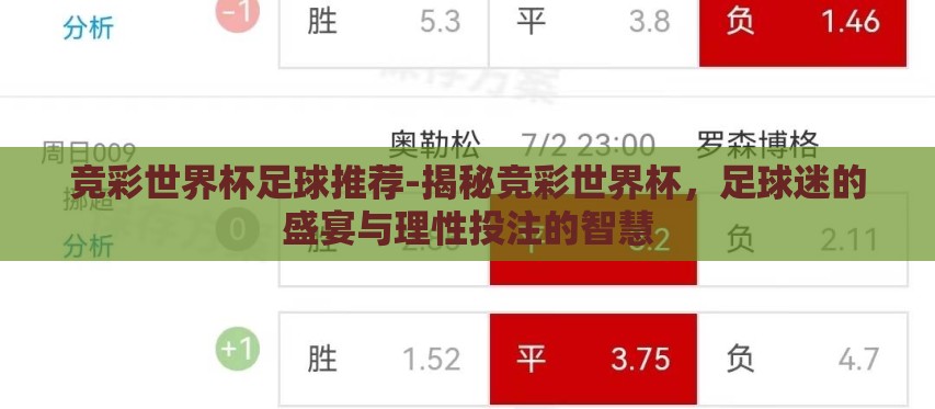竞彩世界杯足球推荐-揭秘竞彩世界杯，足球迷的盛宴与理性投注的智慧