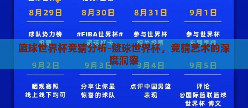 篮球世界杯竞猜分析-篮球世界杯,竞猜艺术的深度洞察 篮球世界杯竞猜分析-篮球世界杯,竞猜艺术的深度洞察