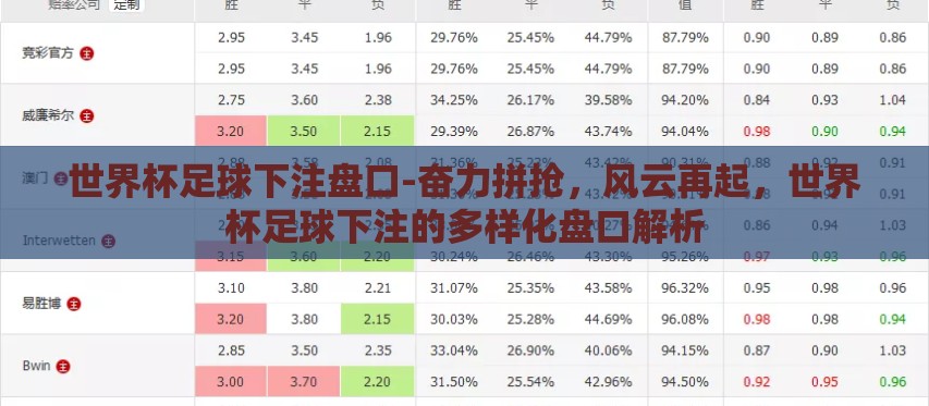 世界杯足球下注盘口-奋力拼抢，风云再起，世界杯足球下注的多样化盘口解析