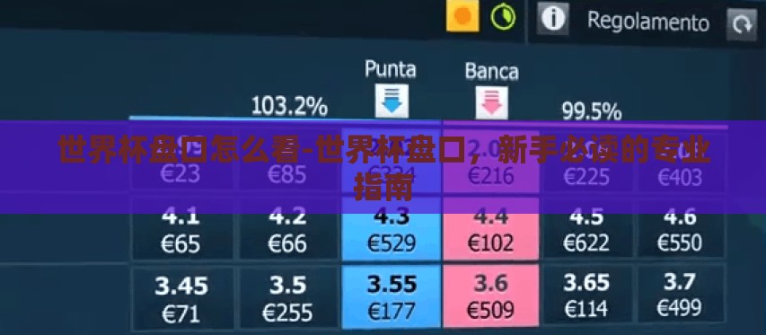 世界杯盘口怎么看-世界杯盘口，新手必读的专业指南