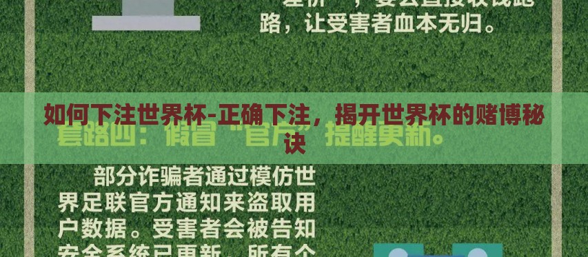 如何下注世界杯-正确下注,揭开世界杯的赌博秘诀 如何下注世界杯-正确下注,揭开世界杯的赌博秘诀