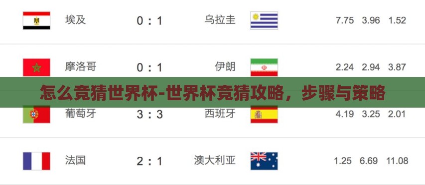 怎么竞猜世界杯-世界杯竞猜攻略,步骤与策略 怎么竞猜世界杯-世界杯竞猜攻略,步骤与策略