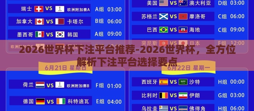 2026世界杯下注平台推荐-2026世界杯，全方位解析下注平台选择要点
