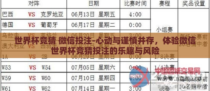 世界杯竞猜 微信投注-心动与谨慎并存,体验微信世界杯竞猜投注的乐趣与风险 世界杯竞猜 微信投注-心动与谨慎并存,体验微信世界杯竞猜投注的乐趣与风险
