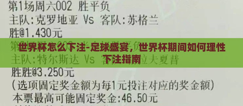 世界杯怎么下注-足球盛宴,世界杯期间如何理性下注指南 世界杯怎么下注-足球盛宴,世界杯期间如何理性下注指南
