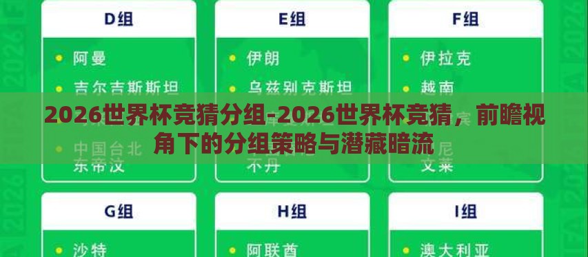 2026世界杯竞猜分组-2026世界杯竞猜,前瞻视角下的分组策略与潜藏暗流 2026世界杯竞猜分组-2026世界杯竞猜,前瞻视角下的分组策略与潜藏暗流