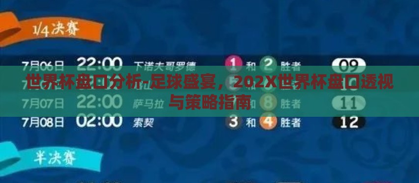 世界杯盘口分析-足球盛宴,202X世界杯盘口透视与策略指南 世界杯盘口分析-足球盛宴,202X世界杯盘口透视与策略指南