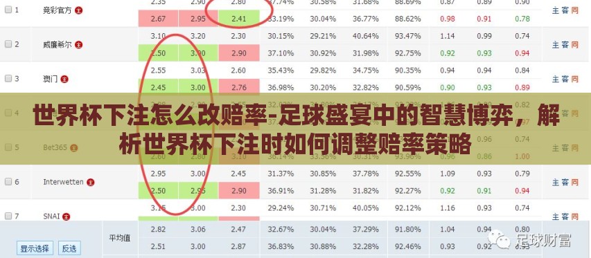 世界杯下注怎么改赔率-足球盛宴中的智慧博弈,解析世界杯下注时如何调整赔率策略 世界杯下注怎么改赔率-足球盛宴中的智慧博弈,解析世界杯下注时如何调整赔率策略